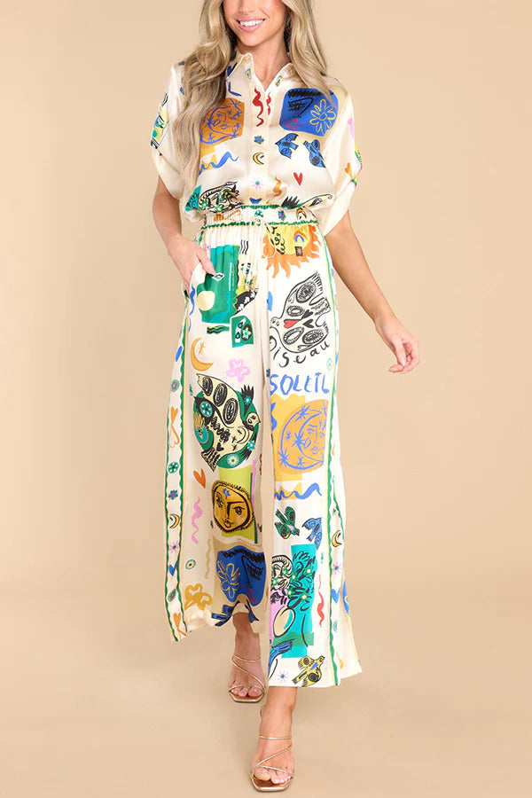 Casual Graffiti Printed Co-ord Set
