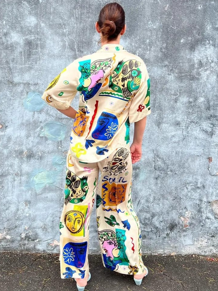 Casual Graffiti Printed Co-ord Set