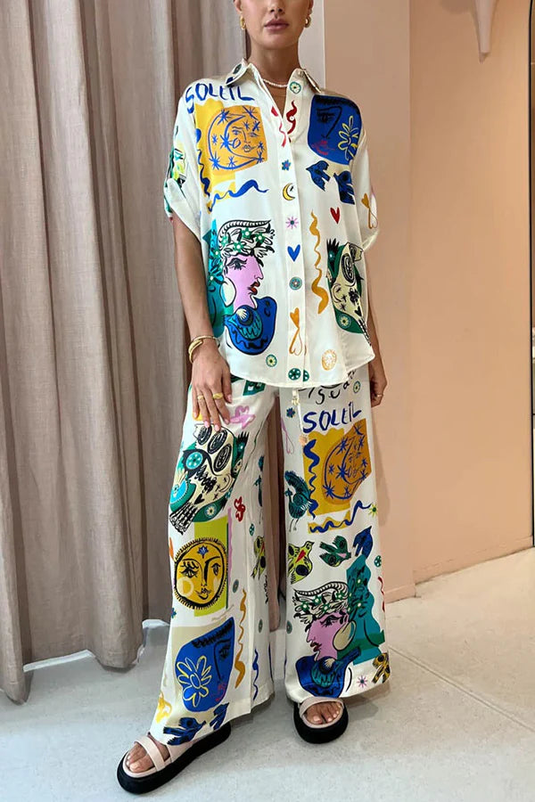 Casual Graffiti Printed Co-ord Set