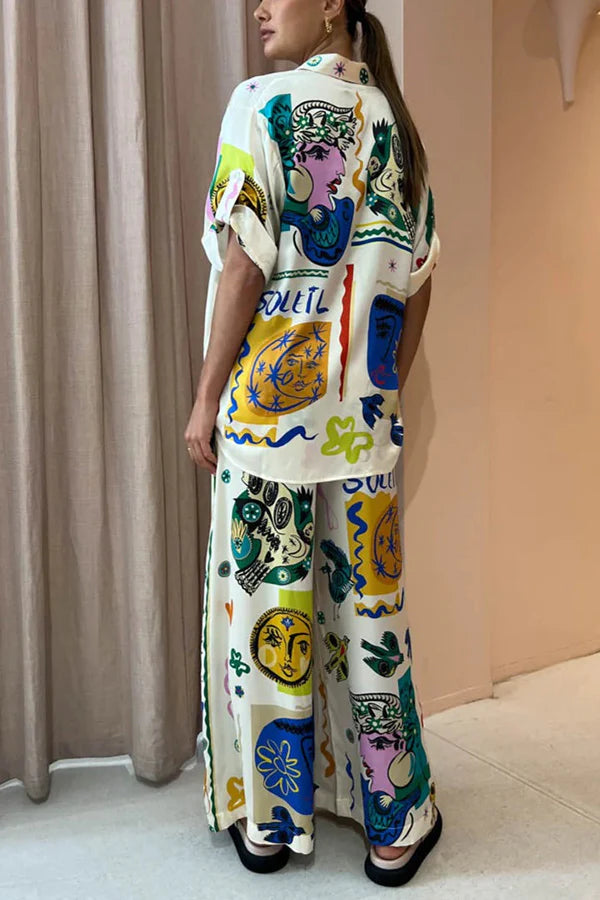 Casual Graffiti Printed Co-ord Set