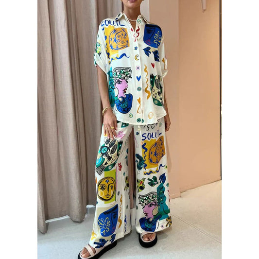 Casual Graffiti Printed Co-ord Set