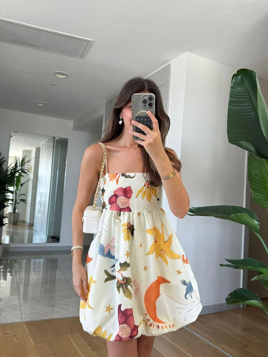 Sophie Spagetti Strap Floral Short Dress