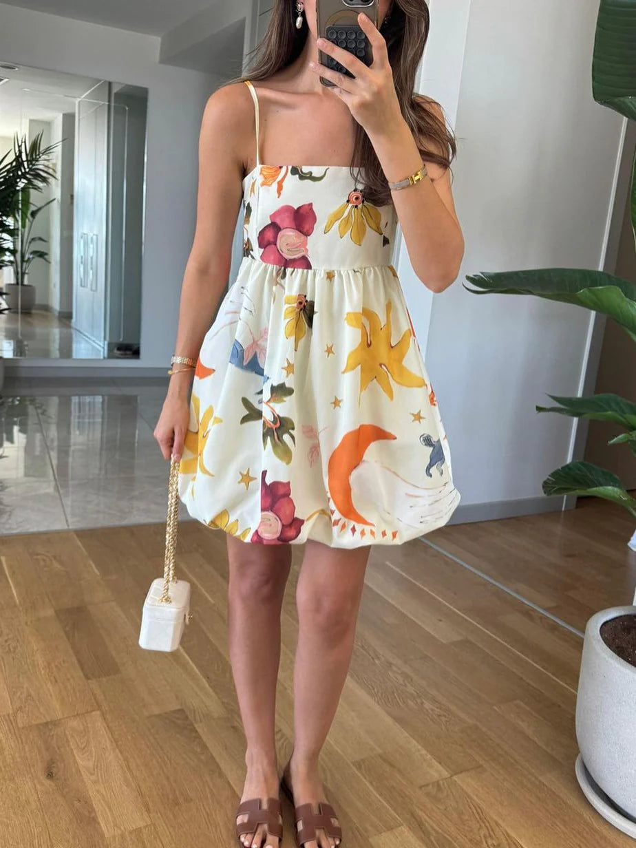 Sophie Spagetti Strap Floral Short Dress