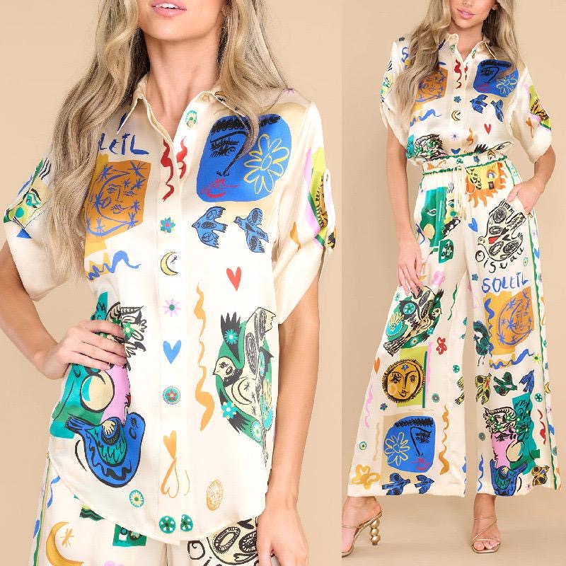 Casual Graffiti Printed Co-ord Set