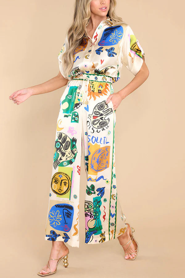 Casual Graffiti Printed Co-ord Set