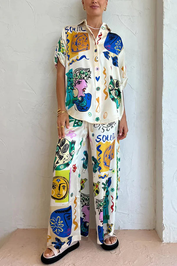 Casual Graffiti Printed Co-ord Set